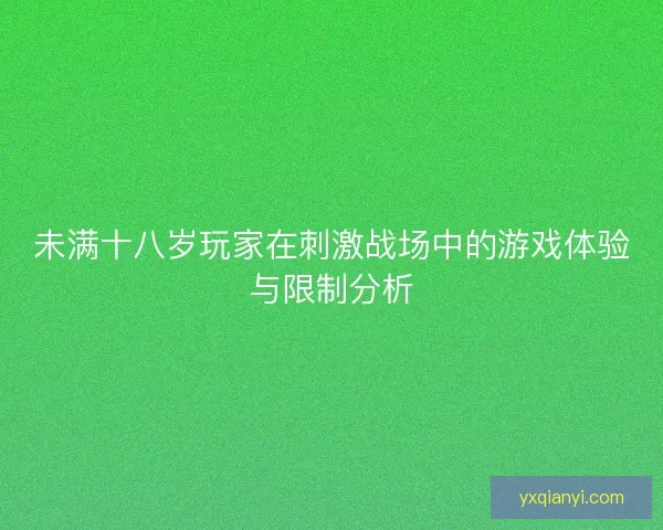 未满十八岁玩家在刺激战场中的游戏体验与限制分析
