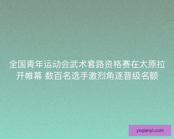 全国青年运动会武术套路资格赛在太原拉开帷幕 数百名选手激烈角逐晋级名额